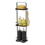 Yamazaki Home Tower Bath Rack - Bathroom Shower Storage Holder, Caddy Shelf Organizer - Large, 26" - Steel -, Black