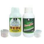 OrganicDews Liquid Seaweed Fertilizer(250 ml) & Humic Acid Fertilizer(250 ml) Combo Based Bio Stimulant for Plants Measuring Cup 25 ml - Plant Growth Enhancer, Soil Conditioner for Indoor & Outdoor