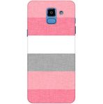 Pappu Stripes Pattern Printed Designer Slim Light Weight Polycarbonate Back Cover for Samsung Galaxy J6 2018/On6 Infinity 2018 (Pink, Grey, White)