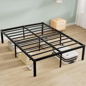 Levede 40cm Queen Bed Frame Metal Bed Base,Industrial Bed Frame,Steel Slat Mattress Support,Under Bed Storage,Reserved Holes for Headboard,Bedroom Furniture,Easy Assemble,Black ﻿