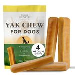William Hunter Yak Chews for Dogs – Himalayan Hard Cheese Dog Treat – Natural, Long Lasting, Odor Free Chew for Aggressive Chewers – Large Organic Dog Dental Chew (4 Medium Chews)