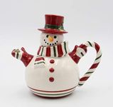 Fine Ceramic Snowman Wearing Scarf Design Teapot, 9-3/8" L