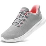 STQ Slip on Shoes Women Non Slip Walking Sneakers Hand Free Ladies Nursing Shoes Light Grey Pink 6.5