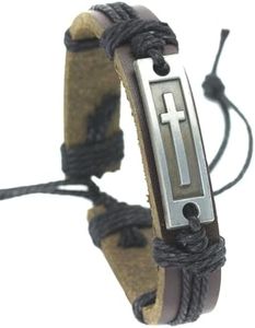 Soul Statement Leather Cross Bracelet for Men or Teenager, Cool Christian Gift Ideas for Teens for Confirmation & Baptism (Brown with Black Cord)