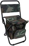 LEADALLWAY Fishing Chair with Cooler Bag Foldable Compact Fishing Stool,Camouflage