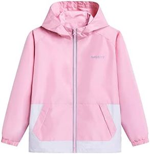 MGEOY Girls Rain Jacket Hood Lightweight Waterproof Raincoat Rain Coats for Girls Kids Pink Size 5-6