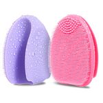 HieerBus Silicone Face Scrubber,Manual Exfoliating Brush,Handheld Facial Cleansing Brush for Women Men-Blackhead Removing Pore Cleansing Massaging for Sensitive, Delicate, Dry Skin (3rd-Pink+Purple)