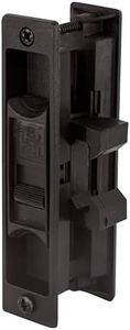 Brixwell Patio Screen Door Latch with Keeper, Black Finish, Metal Construction, 3-15/32" Hole Center, 3-7/8" Height, 7/8" Width Latch, 2-5/16" Length Keeper with 7/8" Width and 1/2" Nose Height
