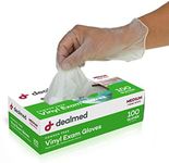 Dealmed Vinyl Exam Gloves – 100 ct. Medium Medical Gloves, Disposable Gloves, Non-Irritating Latex Free Gloves for a First Aid Kit and Medical Facilities