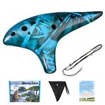 Ocarina 12 Hole Alto C Straw Smoked Ceramic Ocarinas,Musical Instrument, Gift for Adults with Songbook Neck Strap Bag