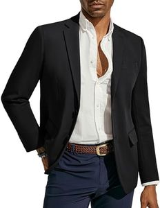PJ PAUL JONES Mens Blazer Stretchy Sport Coat Bussiness Casual 2 Button Casual Blazer Jacket Black L