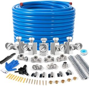 3/4" × 200ft Pressure Gauge Shop Air Line Kit, HDPE-Aluminum Compressed Air Line Kit with Tee & Elbow Fittings, 3/4 Rapid Air System for Garage Air Compressor, Leak-Proof & Easy