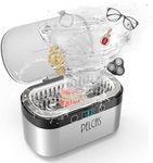 PELCAS Ultrasonic Jewelry Cleaner, 45000Hz Ultrasonic Retainer Cleaner 500ml/17 Oz Household Sonic Eyeglass Cleaner for All Jewelry, Ring, Silver, Denture, Aligner, Watch，Silver