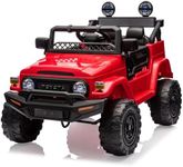 12V Ride on Car for Kids, Licensed Toyota Ride on Truck, Battery Powered Electric Kids Car with Remote Control, Music, LED Lights, Suspension System, Double Doors, Safety Belt, for Boys Girls,Red