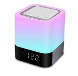 MALAYAS Bluetooth Speaker 5 in 1 Night Light, Touch Sensor Bedside Lamp Warm Light and 7 Color Changing Alarm Clock, MP3 Player, Best Gift for Kids, Party, Bedroom, Outdoor