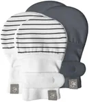 goumikids Stay-On Mitts 2 Packs, Stripe Gray + Midnight, 0-3 Months