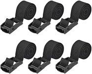 Kshineni Tie Down Straps 6 Pcs Lashing Strap 3.3' x 1" Adjustable Heavy Duty Cam Buckle Cinch Straps for Cargo, Trucks, Luggage, Trailer, Motorcycle (Black)