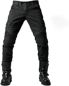 sigaer Pantalon de Moto Homme Noir XXL Résistant à l'Abrasion avec 2 Paires de Protections au Niveau des Hanches et des Genoux Coussinets Amovibles