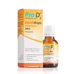 Pro D3 Liquid Drops 20ml (Vitamin D3-100 IU per 1 Drop) Alcohol Free | Vegetarian | Gluten Free | Salt Free | Yeast Free | Gelatin Free | SOYA Free | Peanut Free | Sugar Free | Halal | Kosher