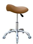 FRNIAMC Professional Saddle Stool with Wheels Ergonomic Swivel Height Adjustable for Clinic Dentist Beauty Salon Tattoo Office (Camel)