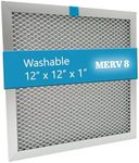 Washable Electrostatic Furnace Air Filter, MERV 8, (12" x 12" x 1") Aluminum Reusable Filter for Furnace, Central AC, and HVAC System