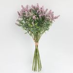 HomeXO Silk Artificial Real Touch 12Pcs Lavender Fake Plants Bouquets For Wedding, Easter Decorations, Door Wreaths, Farmhouse Home Decor Props (Light Pink), Artificial Plant