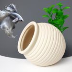 SpringSmart Aquarium Decor Rock Betta Fish Tank Decorations Ceramic Hideout Stone for Fish Shrimp Turtle Crab to Breed, Rest and Play, Small Fish Bowl Hiding Cave, Pot Shaped Betta Toys