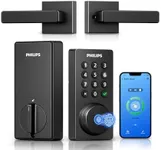 Philips WiFi Deadbolt Smart Lock with Handle, APP/Voice/Fingerprint/Passcode/Key Unlock, Smart Locks for Front Door with Handle Set, Backlit Keypad Deadbolt, Keyless Entry, Remote Control, Auto-Lock