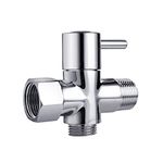 Bidet Valve Adapter 7/8"-Brass Hand Shower Diverter for Toilet Sprayer with Shut Off-3 Way Tee Water Diverter for Bathroom Faucet(Only T-Valve)