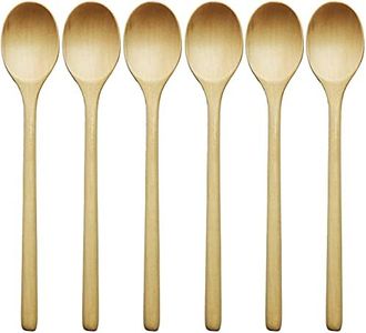 Wooden Spoons for Eating, ADLORYEA 9 inch Small Wooden Soup Spoon Mixing Stirring Tasting, 6-Piece Wood Spoons for Soup and Korean Food, Eco friendly Non-Stick Wooden Eating Utensils