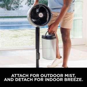 Shark FlexBreeze Pro Cordless Indoor & Outdoor Fan – Misting, 20m Reach, 24hr Runtime, Pedestal/Table, 5 Speeds, Remote, Charcoal Grey