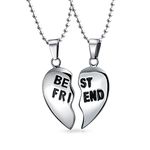 Personalized BFF Best Friend Split Broken Heart Shape Break Apart 2 Pcs Gifts Stainless Steel Necklace Custom Engraved