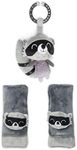 Diono Baby Racoon Character Car Seat Straps & Toy, Shoulder Pads for Baby, Infant, Toddler, 2 Pack Soft Seat Belt Cushion and Stroller Harness Covers Helps Prevent Strap Irritation