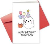 Sweet Halloween Birthday Card for Men Woman, Cute Ghost Birthday Card for Boyfriend Girlfriend, October birthday card, Happy Birthday To My Boo