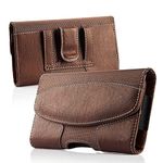 Phone Holster Belt Clip Case for Samsung Galaxy S21 FE S20 S21 S22 S23 S24 Note 10 A10e Google Pixel 8 7 7a 6a 5a 4a 3a BLU View 2 iPhone 14 13 12 Pro 11 Cell Phone Belt Holder for Men Pouch (Brown-M)