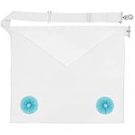 THE MASONIC COLLECTION Craft Fellow 2nd Degree Lambskin Leather Apron - White Colour with Blue Rosettes - Large Pocket & Adjustable Belt - Gift Accessory For Freemason Men