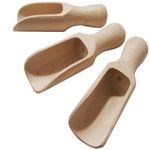 efo Handy Wooden Scoop Set 3pcs - Multipurpose Wooden Spoons - Wood Salt and Spice Scoops – Rustic Bath Salt Scoop - Wooden Seed Scoop - medium size 3 x 10.5cm (C3)