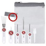 SINGER Sewing Machine Maintenance Kit - Tool Set with Needle Inserter, Angled Lint Brush, Set of 3 Screwdrivers, Needle Threader - Universal Compatibility & Storage Pouch Included, 7pc