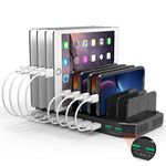 Alxum 96W Multiple Charging Station- USB Ports + 2 QC3.0 Fast Charging Ports 10 Ports USB Charging Dock Multi Tablets Charging Station for IPad/Smartphones/Kindles/Whatch