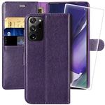 MONASAY Wallet Case Fit for Galaxy Note 20 Ultra 5G, 6.9 inch,[Included Screen Protector] Flip Folio Leather Cell Phone Cover with Credit Card Holder for Samsung Galaxy Note 20 Ultra 5G, Purple