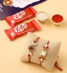 CraftVatika Kundan Rakhi Set of 2 for Brother with Chocolate Combo Pack - Elegant Designer Rakhi for Brother Bhaiya Bhabhi Kids Bhai with Greeting Card