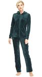 Dolcevida Womens Velour Sweatsuits Sets 2 Piece Tracksuits Outfits Full Zip Hoodie and Sweatpant Set Velvet Jogging Suit, Green-full Zip Hoody, Large