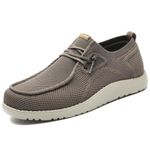 1TAZERO Men Slip On Casual Shoes Wide Width Shoes for Men Boat Loafers Deck Shoes with Arch Support Flat Feet(Khaki 12)