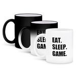 3dRose Mug_180406_3 Eat Sleep Game Fun Gifts for Gamers Black Text Video Pro-Gamer Magic Transforming Mug, 11-Ounce