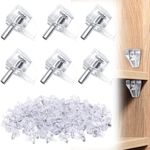 Wzenclave 50 Pcs Shelf Support Peg Clear Plastic Shelf Holder Peg Bracket Pin Furniture Shelf Holder Replacement Peg Supports Studs with Steel Pins Kitchen Cabinet Shelf Pegs for all Cabinet