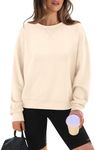 WIHOLL Fall Sweaters for Women Long Sleeve Basic Shirt Crewneck Sweatshirt Pleated Apricot XL