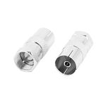 uxcell 2 Pcs PAL Female to F Male TV RF Antenna CATV FM Coaxial Adapter Connector