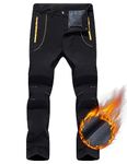 TACVASEN Men's Pants-Outdoor Waterproof Skiing Snowboarding Soft Shell Pants, Black, 34