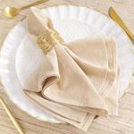 MLMW Champagne Cotton Linen Napkins Set of 8 Soft Dinner Napkins Cloth 17"×17" Bulk Rustic Table Napkins for Fall Thanksgiving Christmas Wedding Party Table Decoration