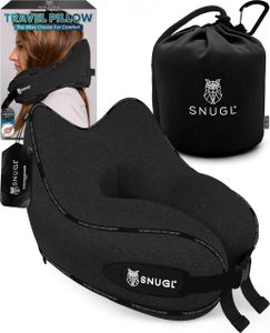 SNUGL Memory Foam Travel Pillow, Small – Black